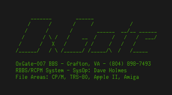 OxGate BBS login screen